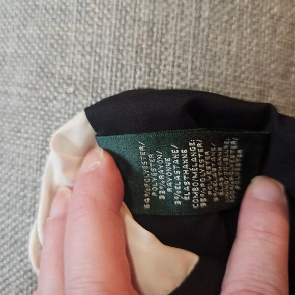 Ralph Lauren Blue and Black Long Sleeve Body Con Color Block Dress Size Med - Picture 10 of 10